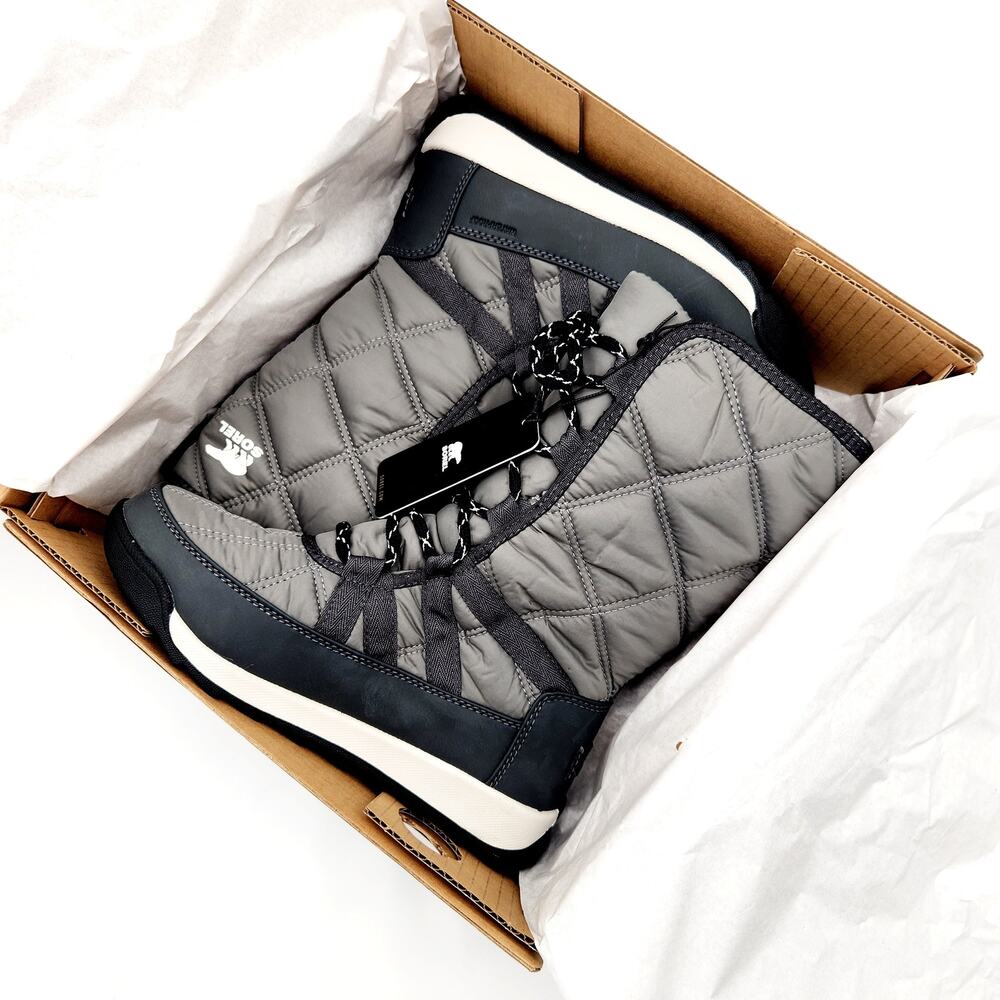 Sorel Women Grey Waterproof Quilted Whitney Lace Sporty Winter Boots Size US 5 - Picture 2 of 8